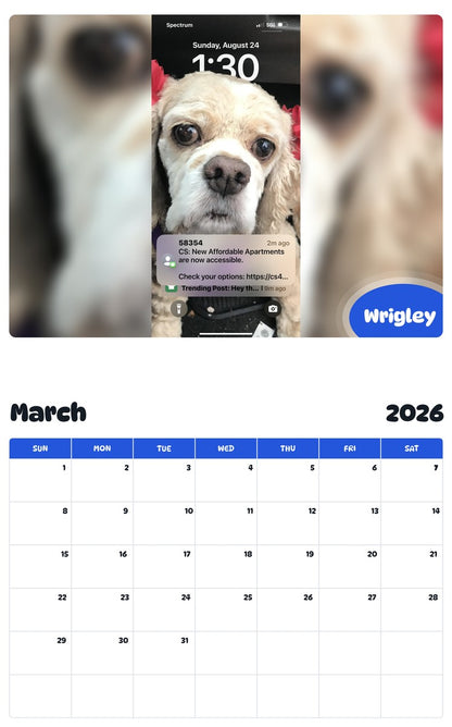 November 2025 - October 2026 Wrigley - Pawidols Pet Calendar