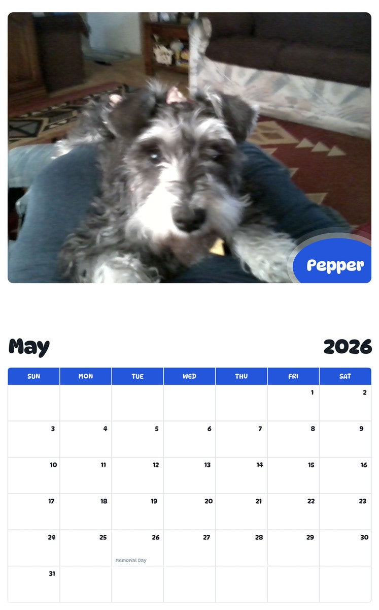 2026 - 2027 Pepper - Pawidols Pet Calendar