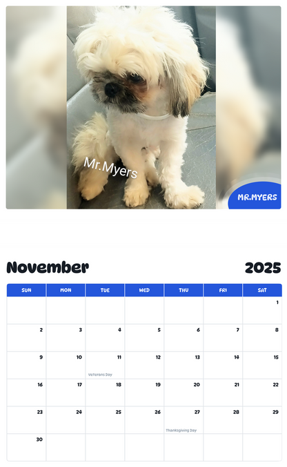 July 2025 - June 2026 Mr.Myers - Pawidols Pet Calendar