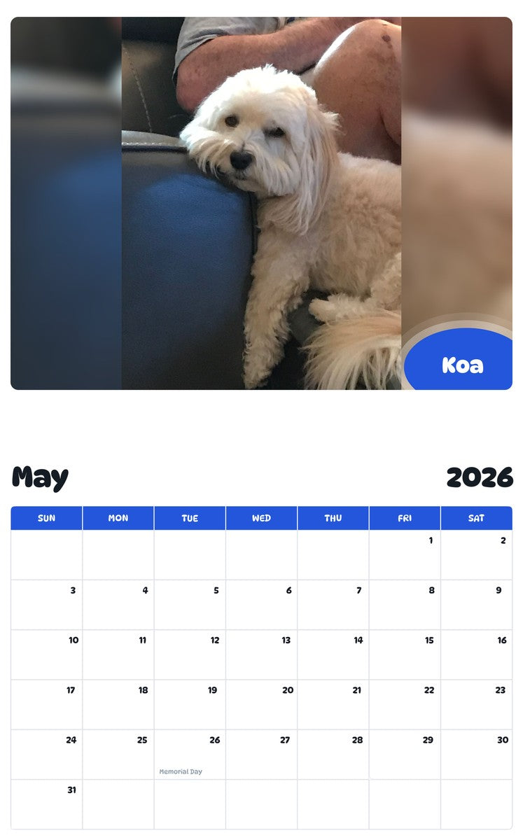 2026 - 2027 Koa - Pawidols Pet Calendar