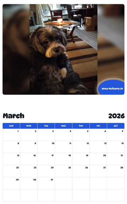 November 2025 - October 2026 Oreo Mcflurry Jr - Pawidols Pet Calendar