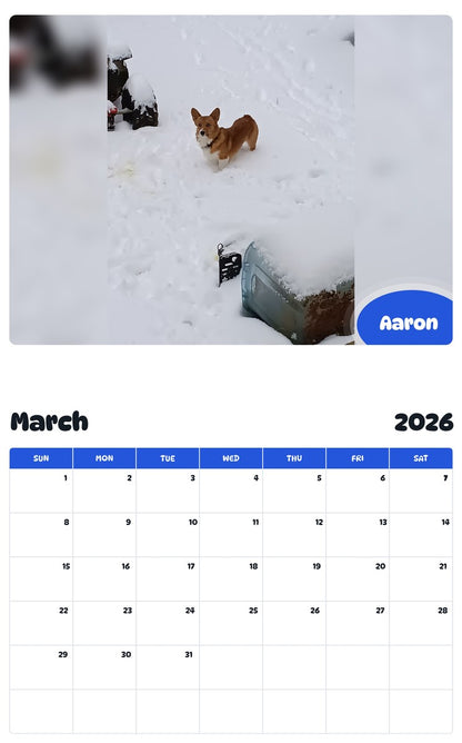 November 2025 - October 2026 Aaron - Pawidols Pet Calendar