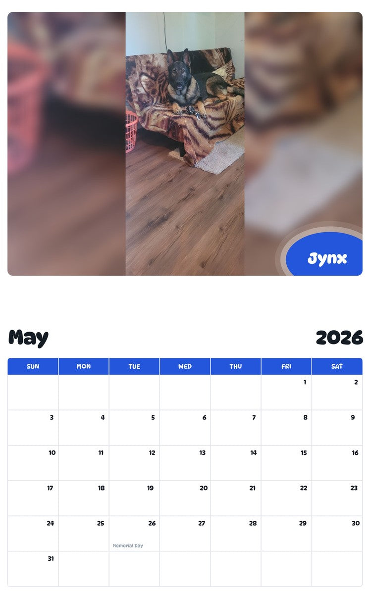 2026 - 2027 Jynx - Pawidols Pet Calendar