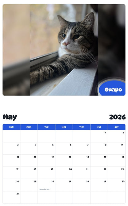 2026 - 2027 Guapo - Pawidols Pet Calendar