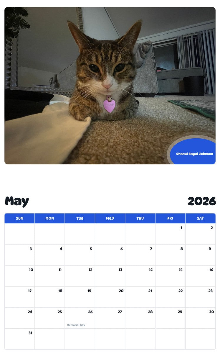 2026 - 2027 Chanel Bagel Johnson - Pawidols Pet Calendar
