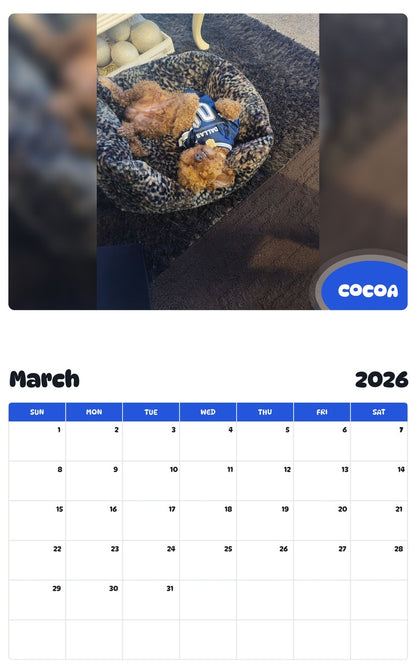 November 2025 - October 2026 COCOA - Pawidols Pet Calendar