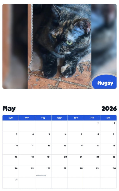 2026 - 2027 Mugsy - Pawidols Pet Calendar