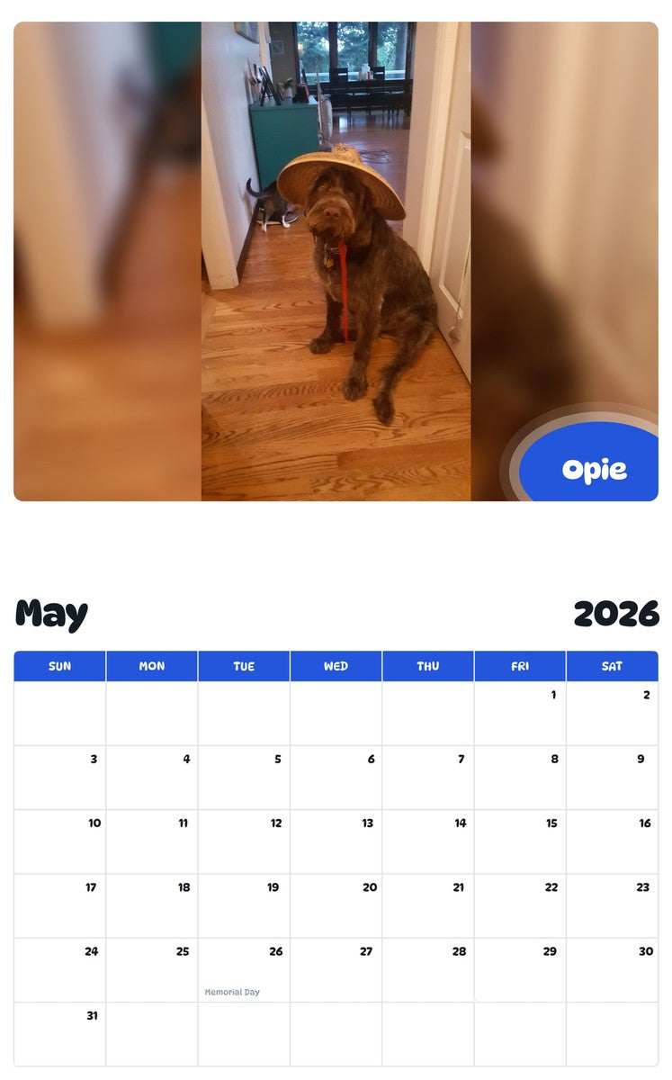2026 - 2027 Opie - Pawidols Pet Calendar