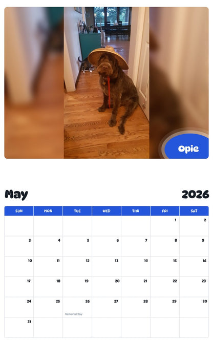 2026 - 2027 Opie - Pawidols Pet Calendar
