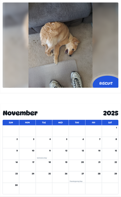 July 2025 - June 2026 Biscuit - Pawidols Pet Calendar