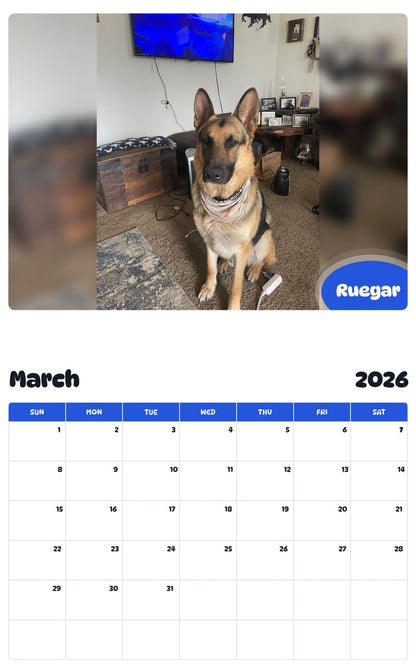 November 2025 - October 2026 Ruegar - Pawidols Pet Calendar