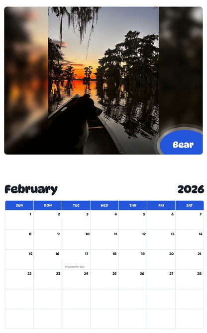 October 2025 - September 2026 Bear - Pawidols Pet Calendar