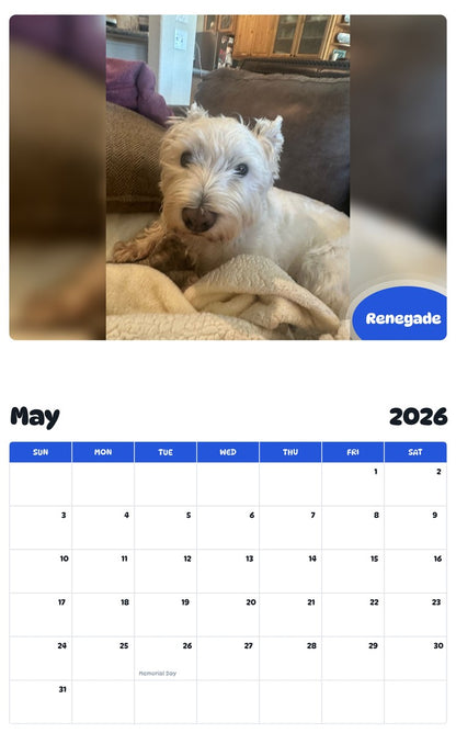 2026 - 2027 Renegade - Pawidols Pet Calendar