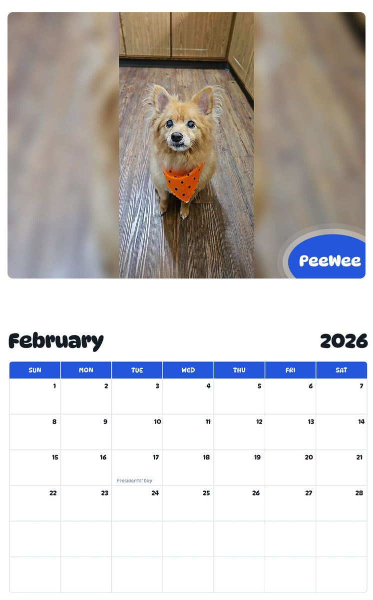 October 2025 - September 2026 PeeWee - Pawidols Pet Calendar