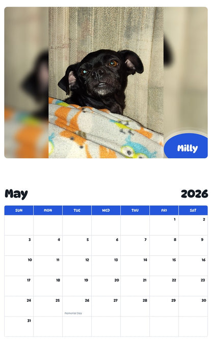 2026 - 2027 Milly - Pawidols Pet Calendar