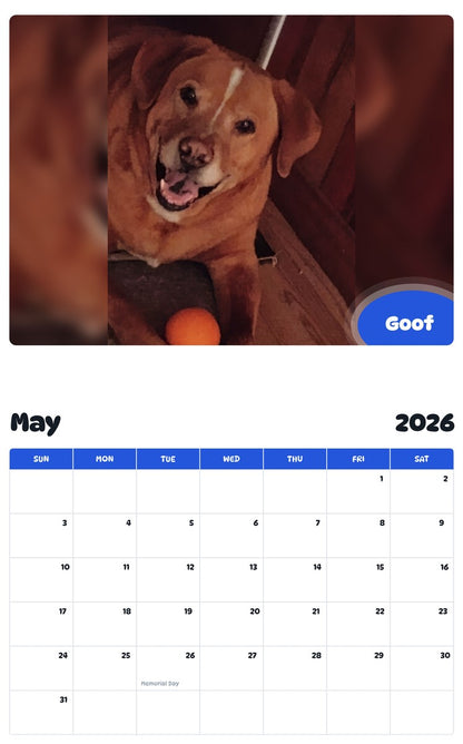 2026 - 2027 Goof - Pawidols Pet Calendar