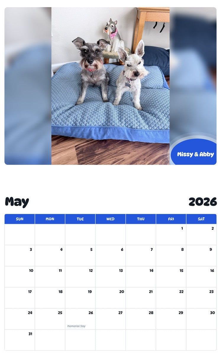 2026 - 2027 Missy & Abby - Pawidols Pet Calendar