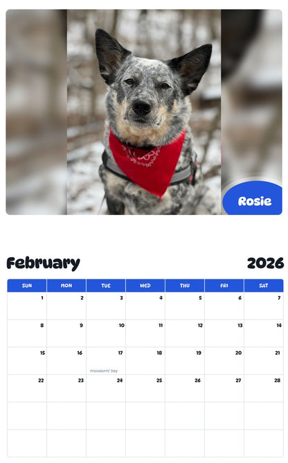 October 2025 - September 2026 Rosie - Pawidols Pet Calendar