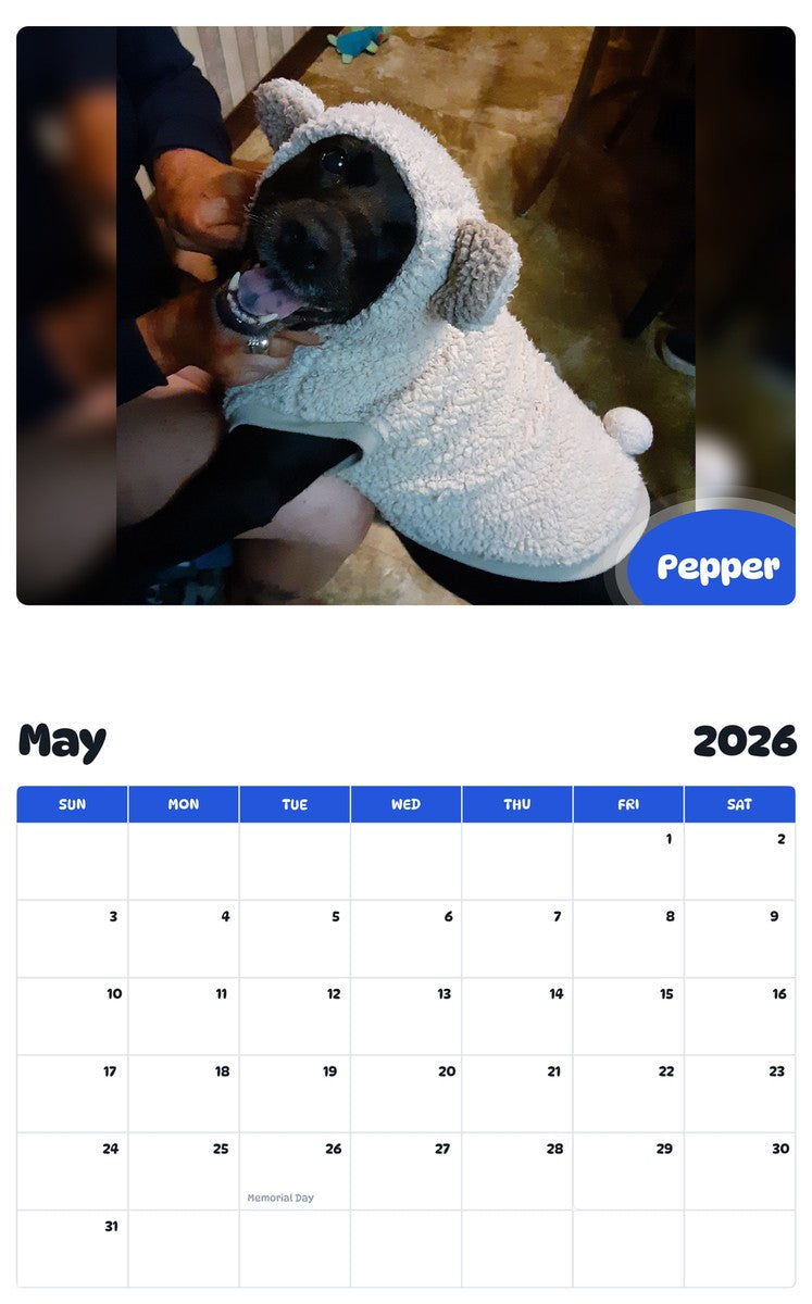 2026 - 2027 Pepper - Pawidols Pet Calendar
