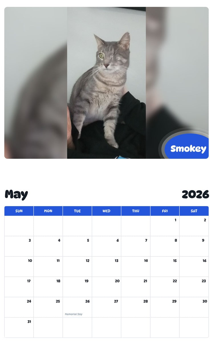 2026 - 2027 Smokey - Pawidols Pet Calendar