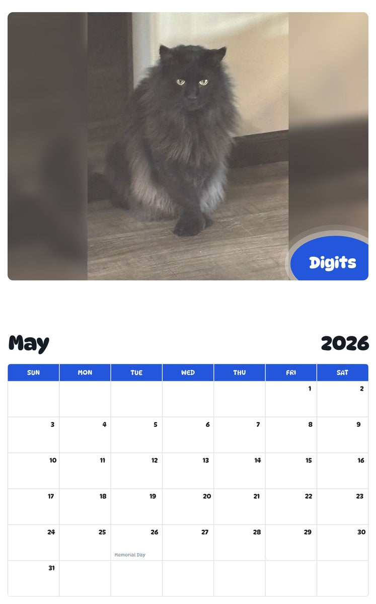 2026 - 2027 Digits - Pawidols Pet Calendar