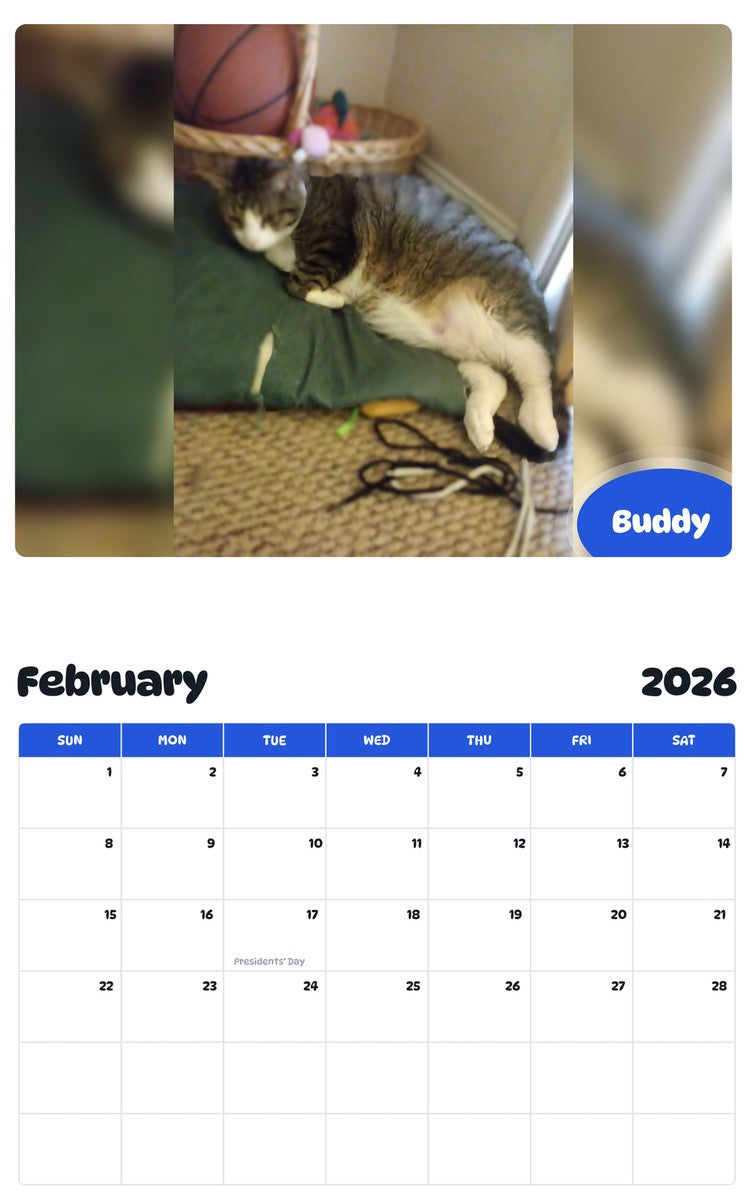 October 2025 - September 2026 Buddy - Pawidols Pet Calendar