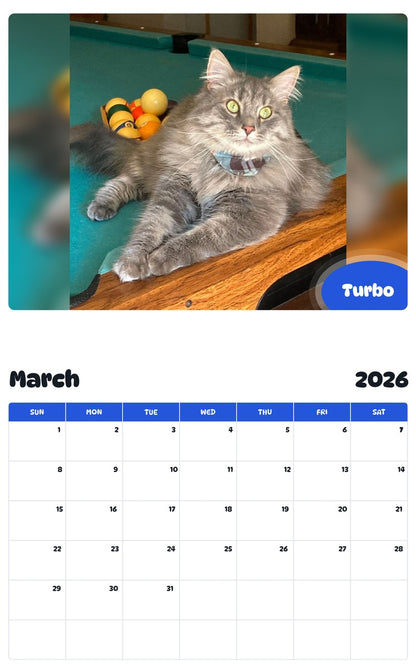 November 2025 - October 2026 Turbo - Pawidols Pet Calendar