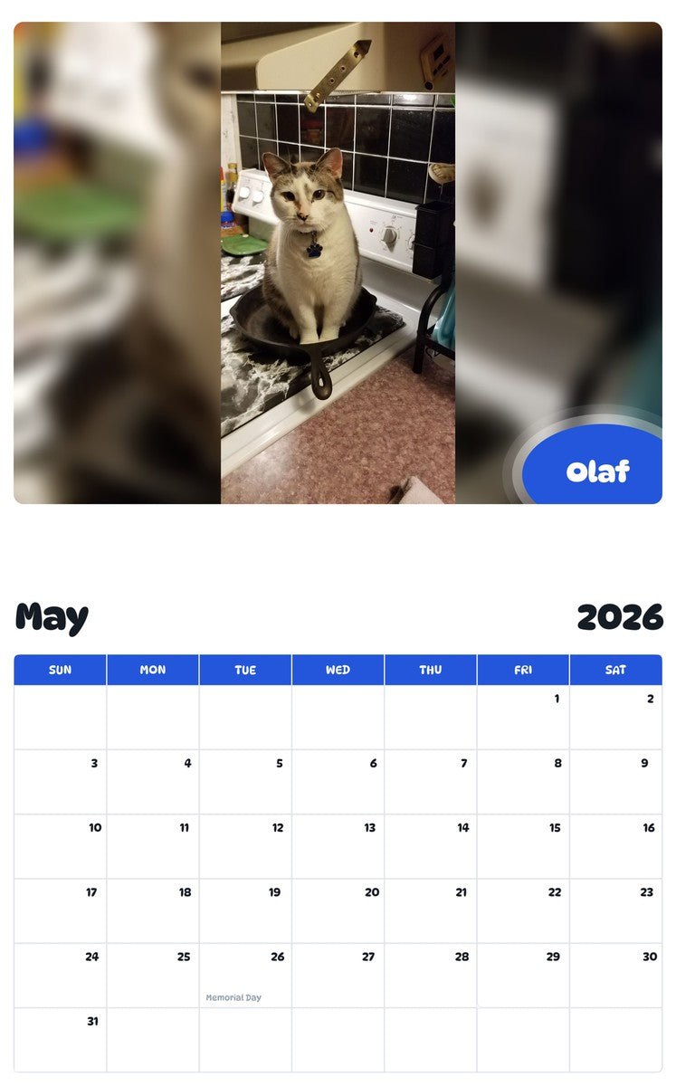2026 - 2027 Olaf - Pawidols Pet Calendar