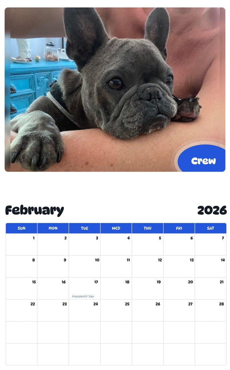 October 2025 - September 2026 Crew - Pawidols Pet Calendar