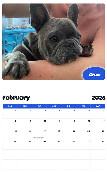 October 2025 - September 2026 Crew - Pawidols Pet Calendar