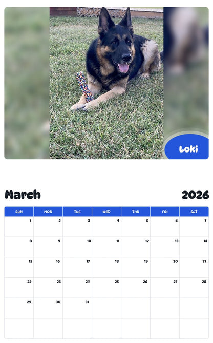 November 2025 - October 2026 Loki - Pawidols Pet Calendar