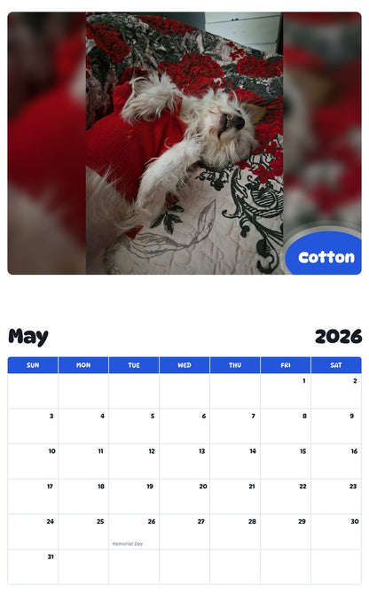 2026 - 2027 Cotton - Pawidols Pet Calendar