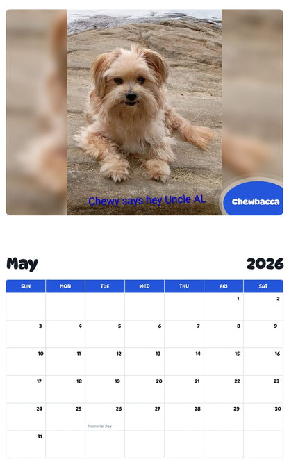 2026 - 2027 Chewbacca - Pawidols Pet Calendar