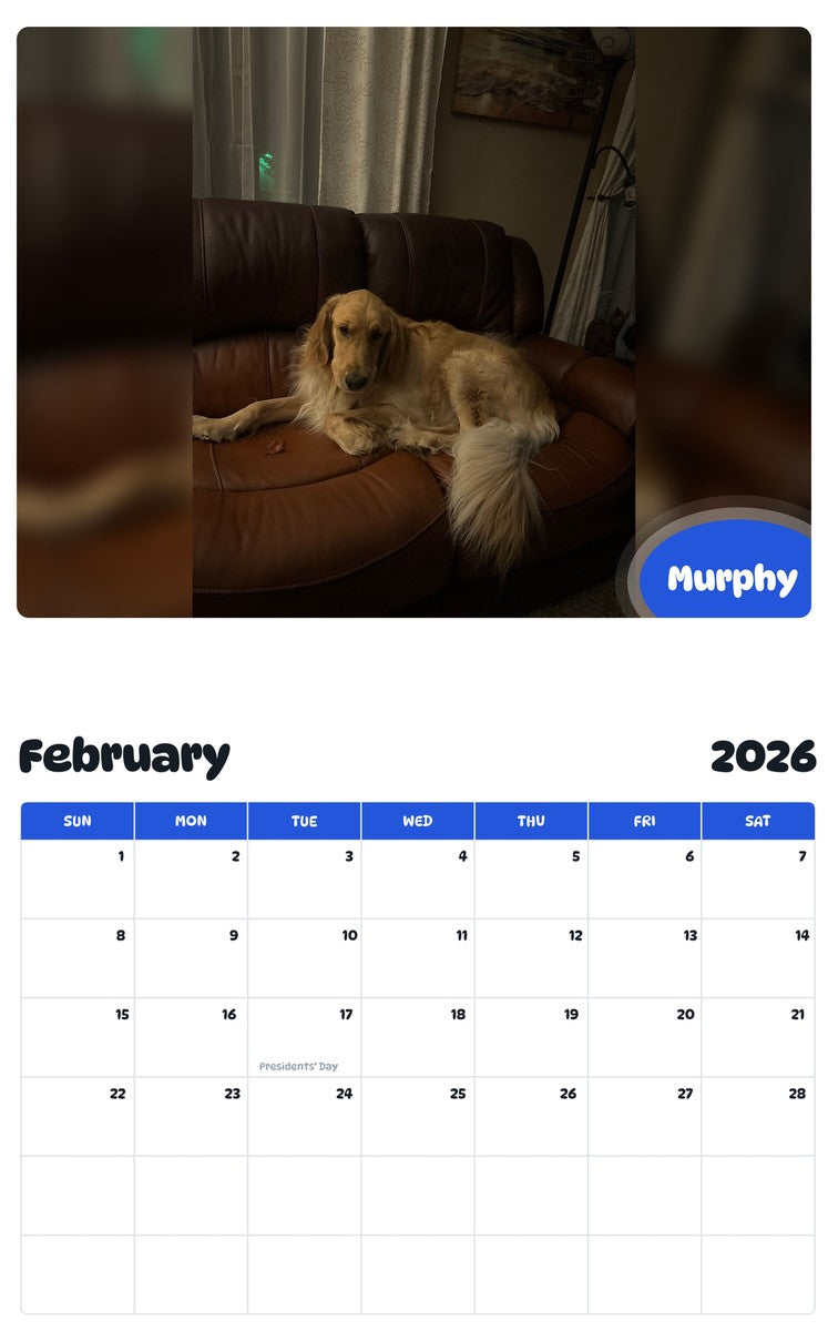 October 2025 - September 2026 Murphy - Pawidols Pet Calendar