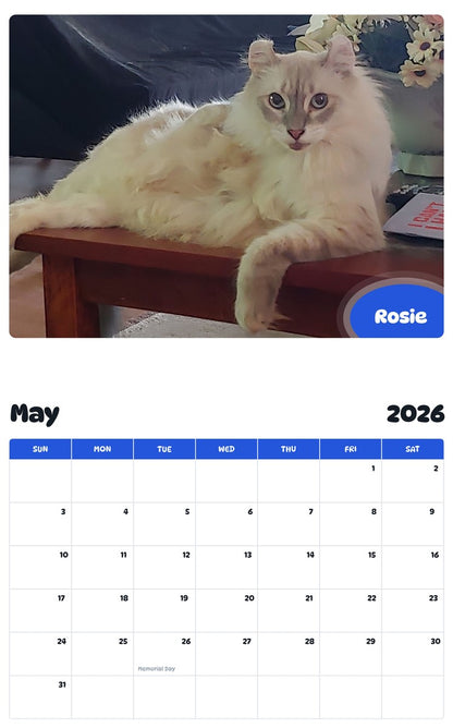 2026 - 2027 Rosie - Pawidols Pet Calendar