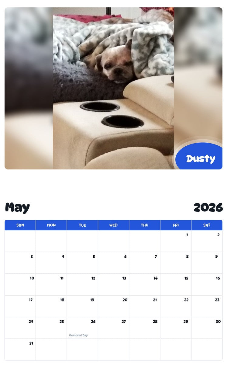 2026 - 2027 Dusty - Pawidols Pet Calendar