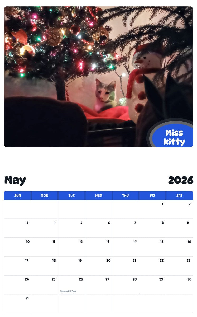 2026 - 2027 Miss kitty - Pawidols Pet Calendar