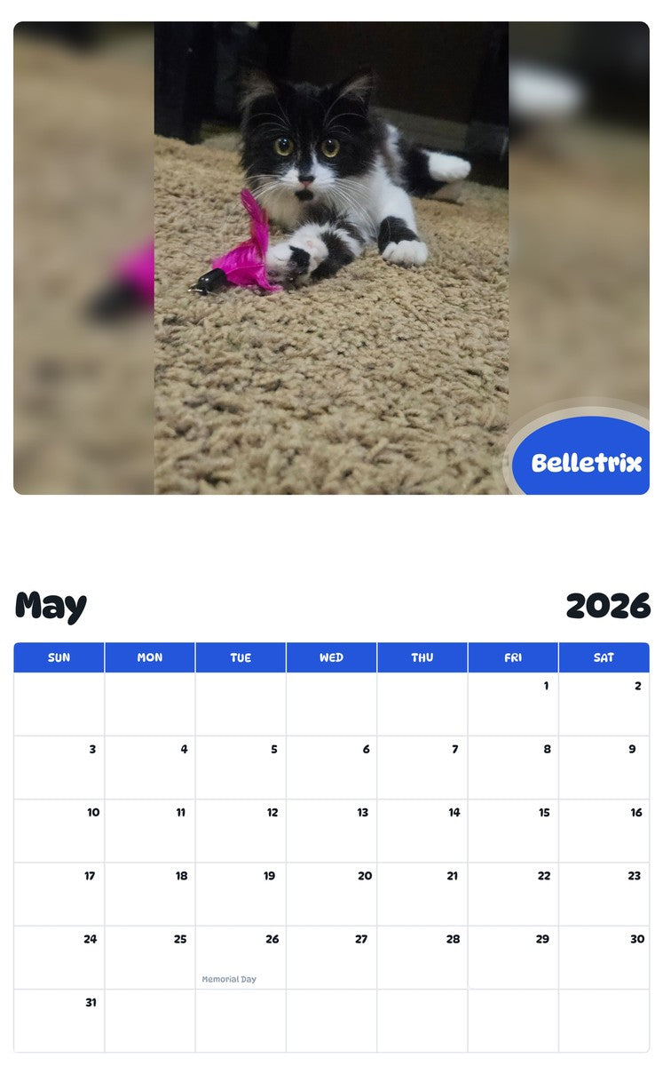 2026 - 2027 Belletrix - Pawidols Pet Calendar