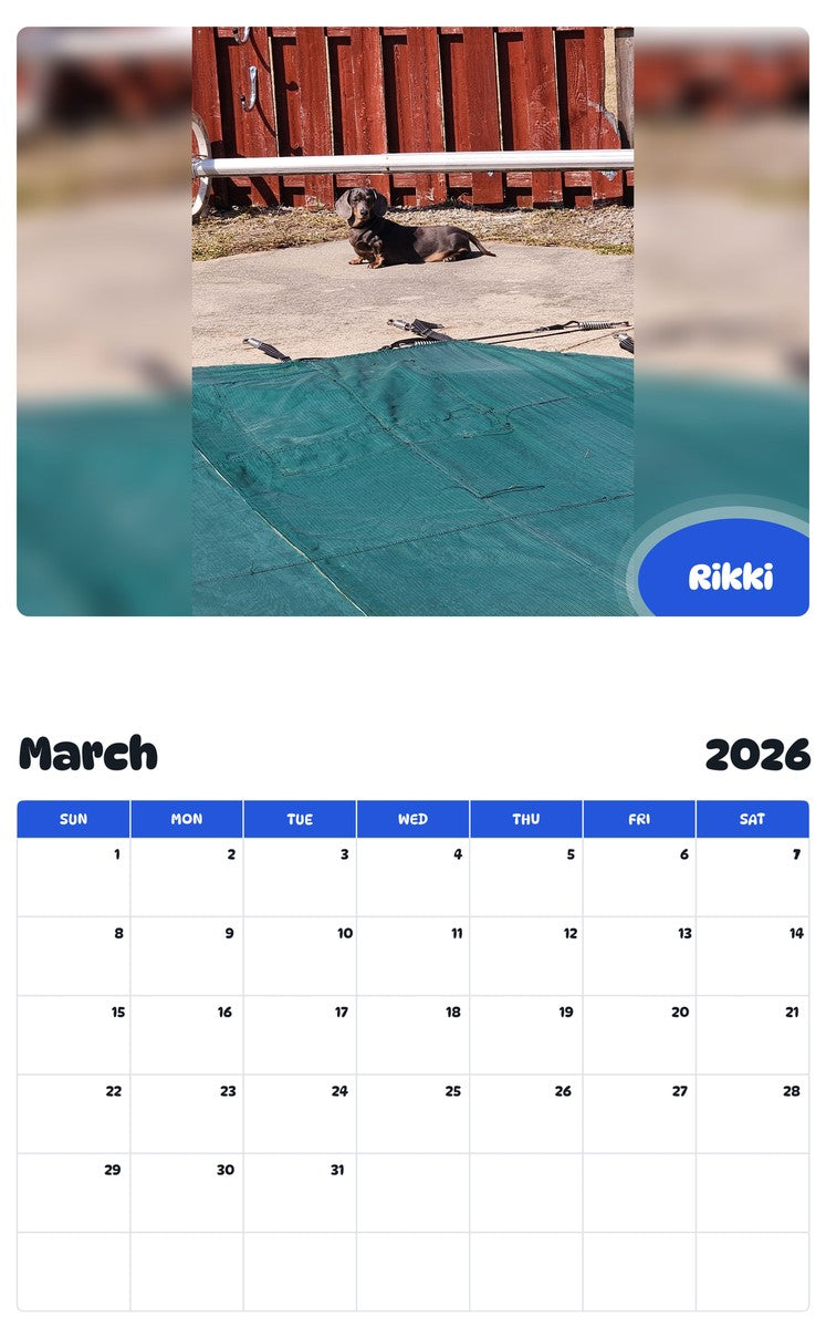 November 2025 - October 2026 Rikki - Pawidols Pet Calendar