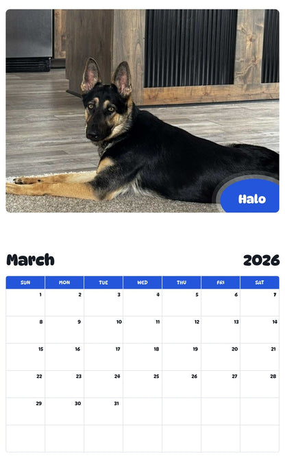 November 2025 - October 2026 Halo - Pawidols Pet Calendar