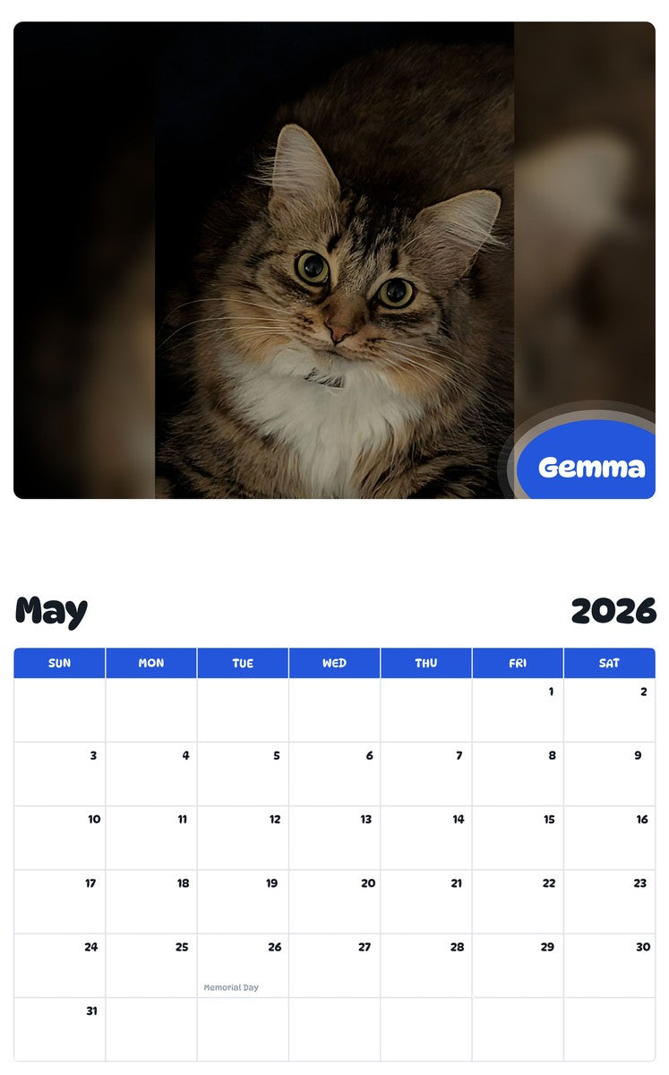 2026 - 2027 Gemma - Pawidols Pet Calendar