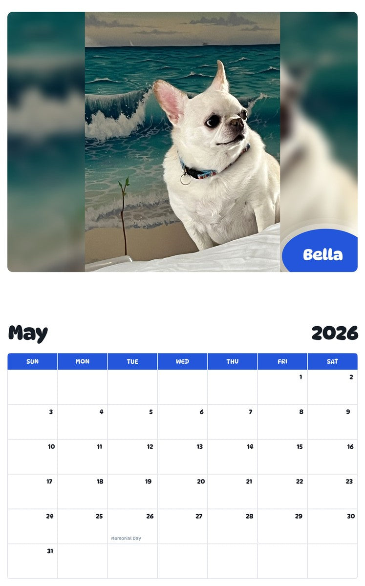 2026 - 2027 Bella - Pawidols Pet Calendar