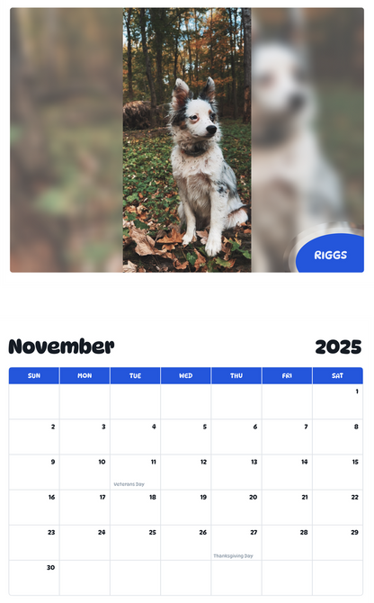 July 2025 - June 2026 Riggs - Pawidols Pet Calendar