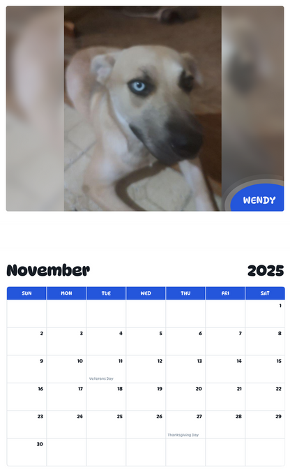 July 2025 - June 2026 Wendy - Pawidols Pet Calendar