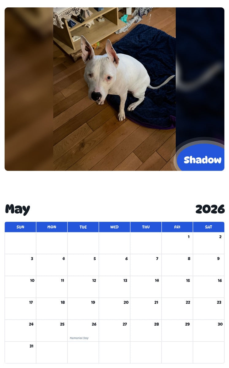 2026 - 2027 Shadow - Pawidols Pet Calendar