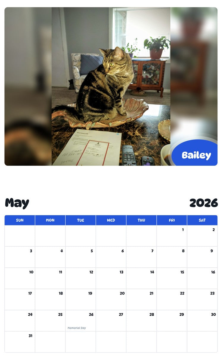 2026 - 2027 Bailey - Pawidols Pet Calendar