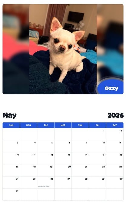 2026 - 2027 Ozzy - Pawidols Pet Calendar