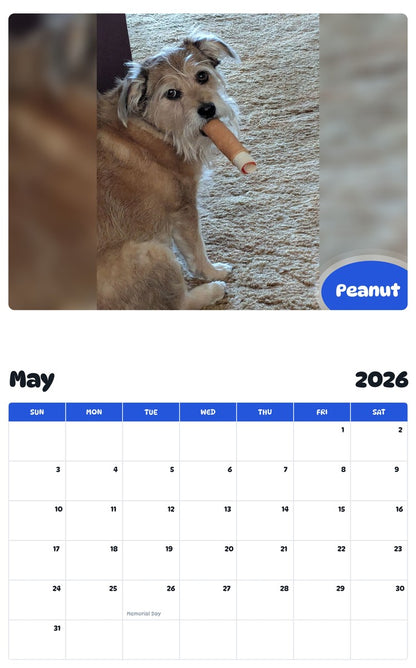 2026 - 2027 Peanut - Pawidols Pet Calendar