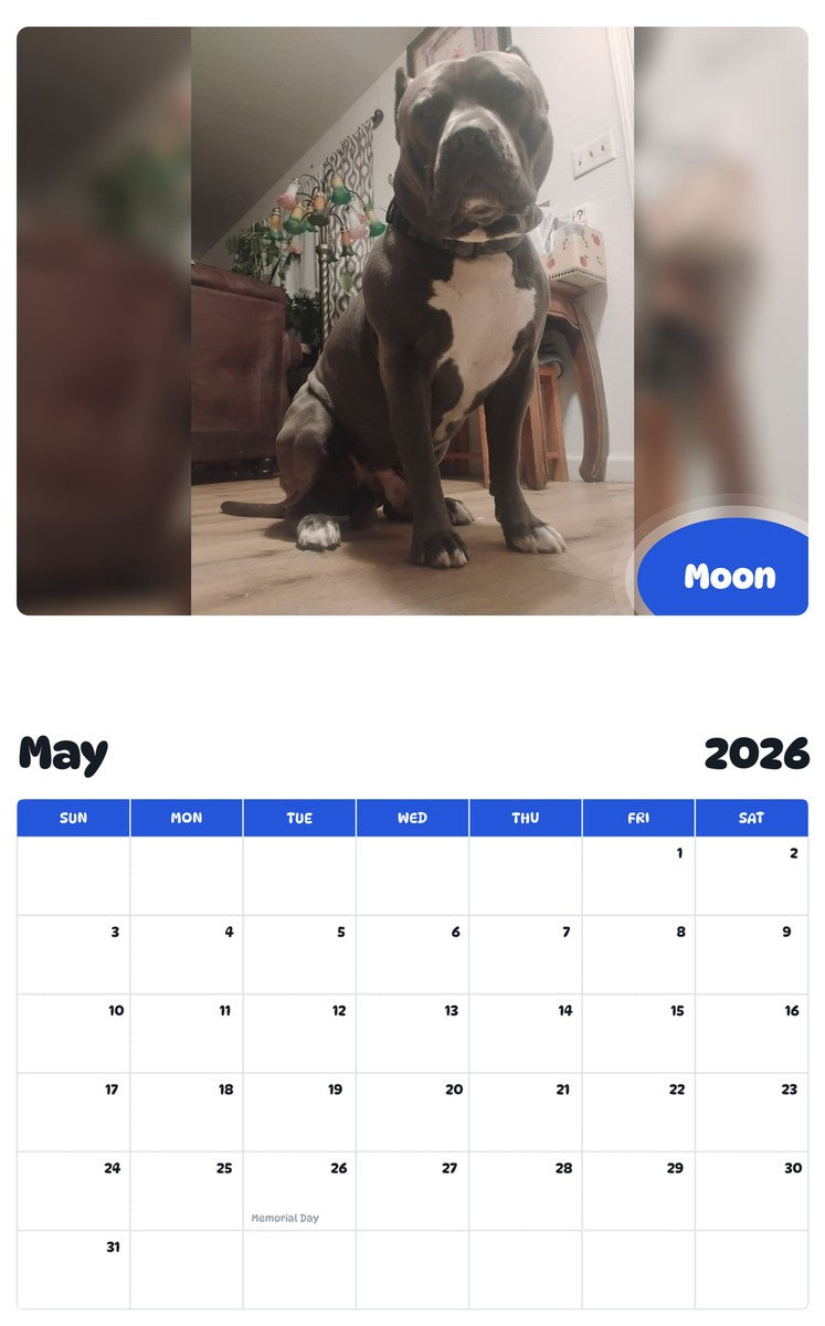 2026 - 2027 Moon - Pawidols Pet Calendar