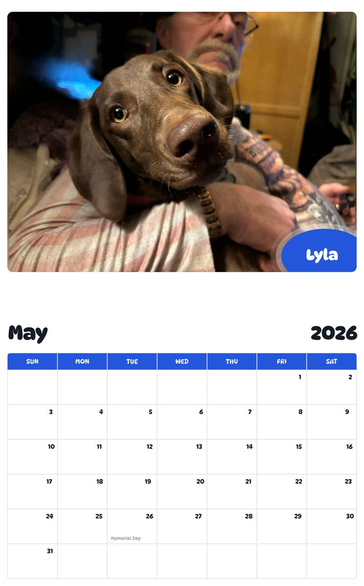 2026 - 2027 Lyla - Pawidols Pet Calendar